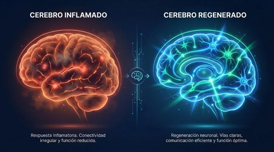Diagrama Cerebro Inflamado vs. Cerebro Regenerado